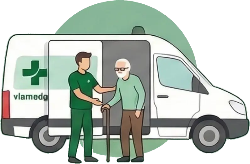 ViamedGO-Fahrzeug, Fahrer begleitet Patienten