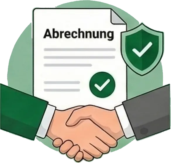Abrechnung und Handschlag